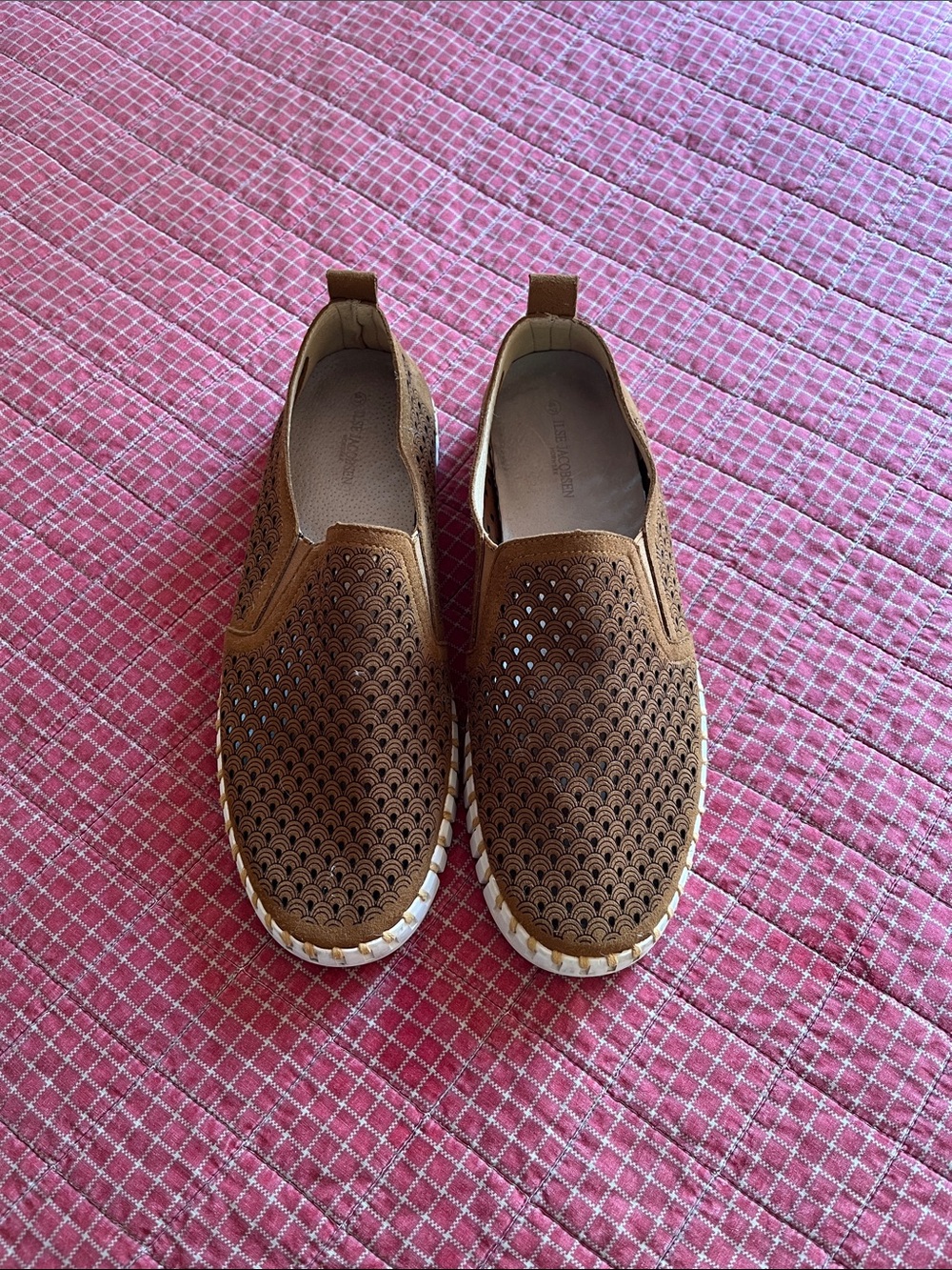 Men's Breathable Perforated Slip-On Loafers in Brown
